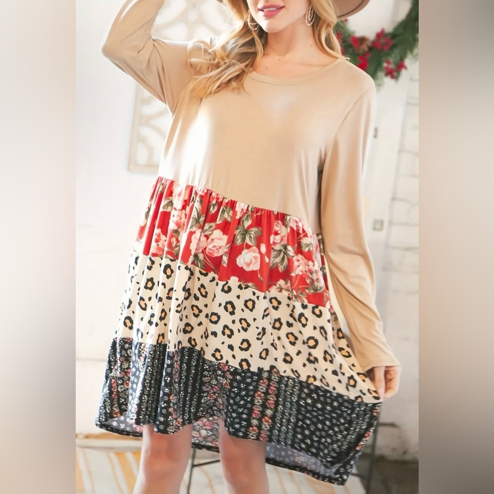 NWOT Haptics Mixed Print Ruffle Tunic/Dress Size L - Picture 3 of 7